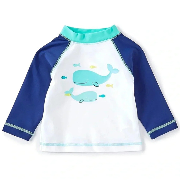 Little Me Baby Boy Long Sleeve Whale Rashguard 12-18 Months - Picture 1 of 7
